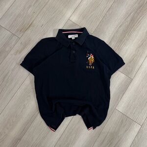 U.S. Polo Assn. Navy Short-Sleeve Polo with Embroidered Player Logo